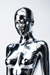 Futuristic chrome woman mannequin 