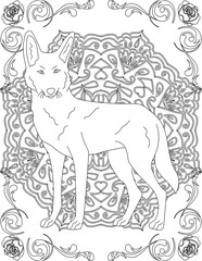 Wolf on Mandala Coloring Page. Printable Coloring Worksheet for Adults and Kids. Educational Resources for School and Preschool. Mandala Coloring for Adults
