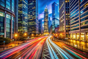 Fototapeta premium Evening traffic. The city lights. Motion blur