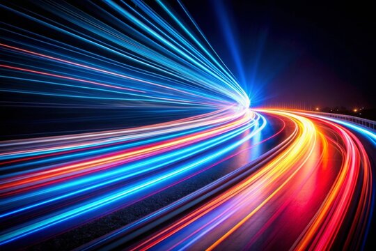 Abstract background of long explosure tale light on black ,Technology backgroud