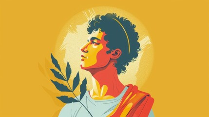 Flat Minimalist Illustration of Apollo

