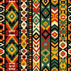Obraz premium Flat African Pattern Design with Traditional Geometric Shapes
