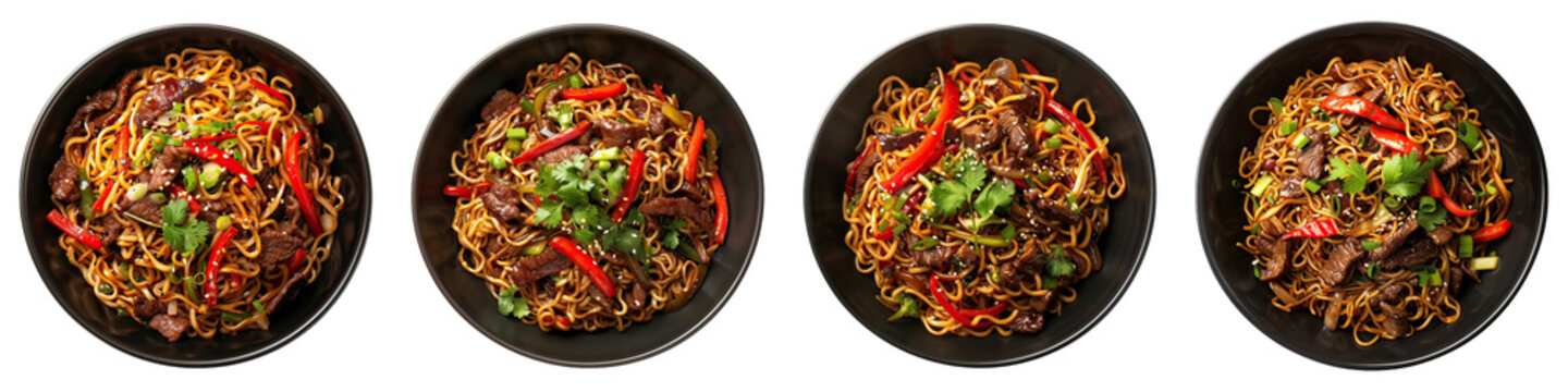 Hakka Noodles isolated on transparent png background. Generative ai