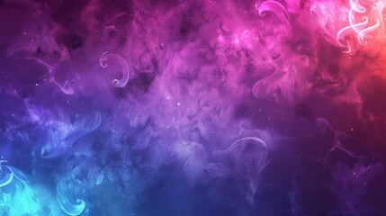 Obraz premium Smooth gradient from vibrant blue to purple with Pride symbols around the edges, central area left blank for text