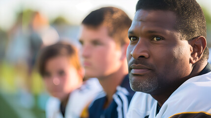 Highlight the motivational speeches and pep talks of coaches with shots of athletes listening intently