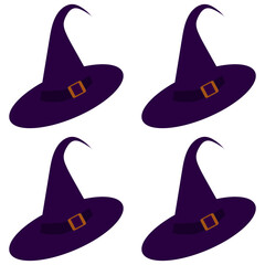 Fototapeta premium Purple witch hat with buckle. Seamless pattern. Vector illustration.