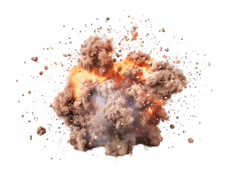 Giant explotion isolated on transparent background