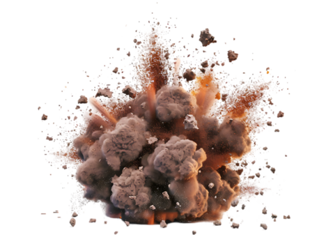 Giant explotion isolated on transparent background