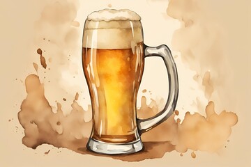 water color STYLE BEER  BEIGE BACKGROUND