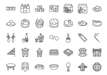 A set of icons about the Ghost Festival