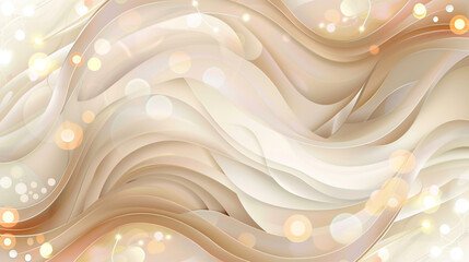 An abstract wavy background in beige and champagne, surrounded by sophisticated multicolor blur...