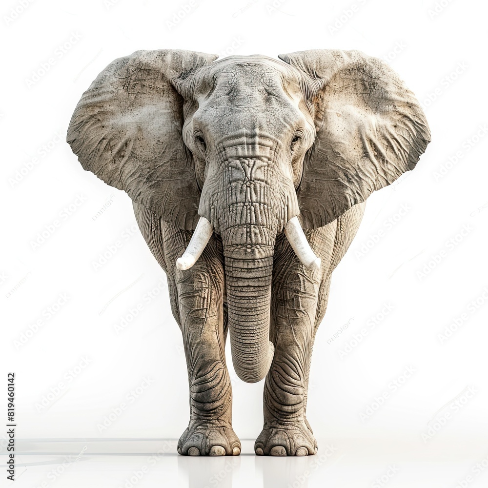 Wall mural realistic photo of an elephant on a white background - Wall murals