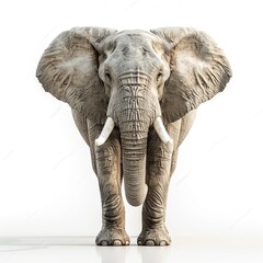 realistic photo of an elephant on a white background 