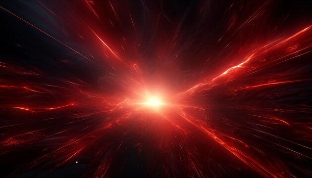 Fondo con destello de luz, polvo y part&iacute;culas en color rojo en el espacio.