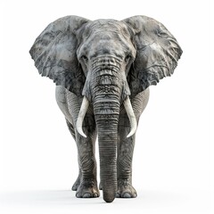 realistic photo of an elephant on a white background 