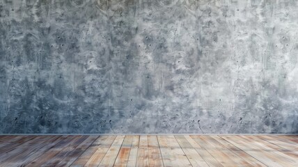 Weathered concrete wall with aged wooden floor