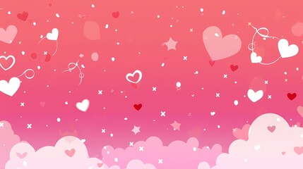 Sweet and Simple Valentine's Day Kawaii Background in Red and Pink