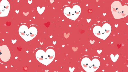 Sweet and Simple Valentine's Day Kawaii Background in Red and Pink Tones