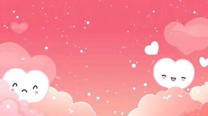 Sweet and Simple Valentine's Day Kawaii Background in Red and Pink Hues