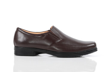 Leather shoes on white background