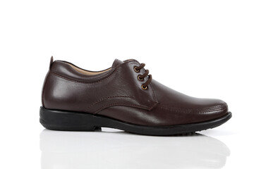 Leather shoes on white background