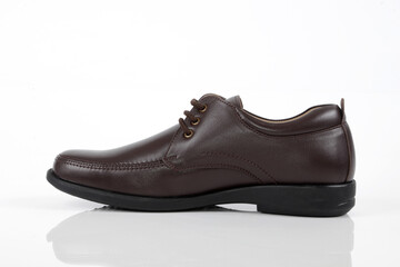 Leather shoes on white background