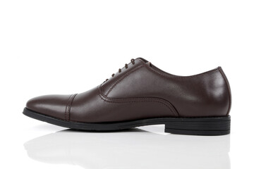 Leather shoes on white background