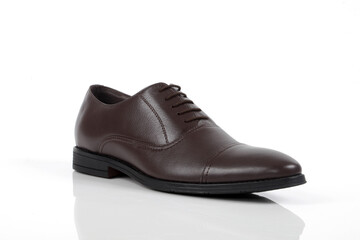 Leather shoes on white background