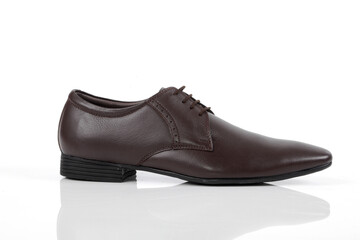 Leather shoes on white background