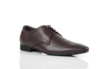Leather shoes on white background