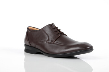 Leather shoes on white background