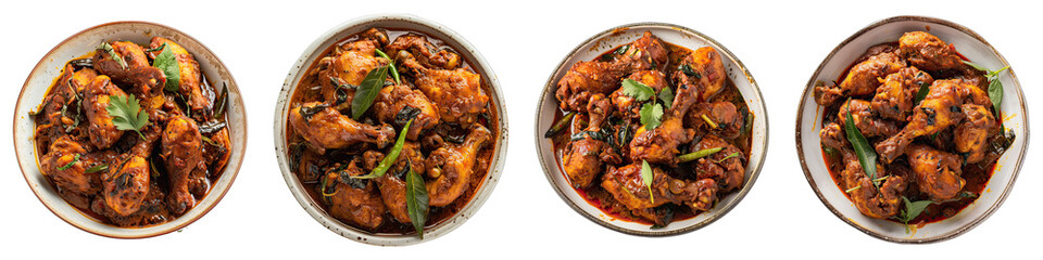 Chicken Chettinad isolated on transparent png background. Generative ai