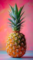 Fototapeta premium A healthy and delicious pineapple on a pastel colored background. 