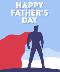 Fototapeta premium happy father's day with hero father silhouette