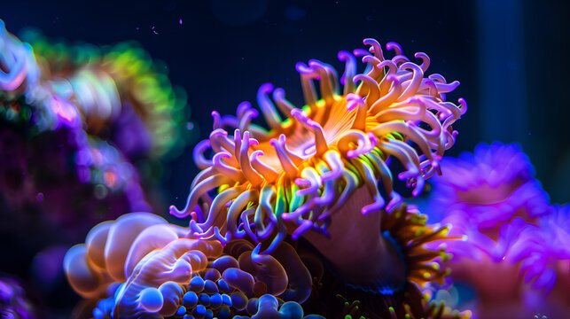 A colorful anemon under sea water
