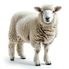 sheep isolated on white background , side view, --style raw 