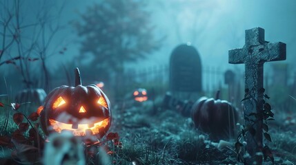 spooky graveyard mockup blank halloween festival signage creepy concept design