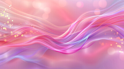 An abstract wavy background in pink and lavender, with gentle multicolor blur bokeh lights for a calming effect.