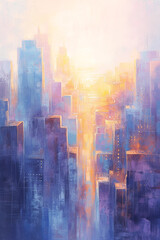 Craft a Dreamy Pastel Urban Landscape with Abstract Elements