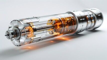 Intricately Detailed Cutaway Diagram of a Nuclear Fuel Rod,Showcasing the Layered Structure and Technical Annotations for a Comprehensive