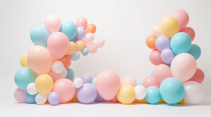 balloon decoration with pastel colors