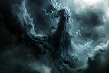 Swirling Abyssal Energies Coalescing into a Towering Eldritch Entity Shrouded in Ominous Stygian Mist, the Underworld's Malevolent Influence Palpable