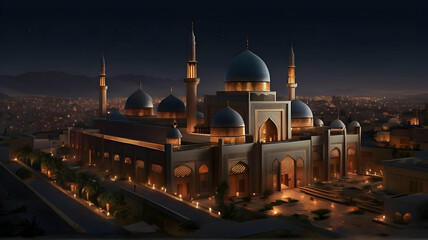 Naklejka premium blue mosque at night