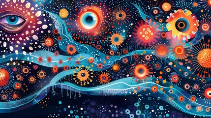 Naklejka premium Vibrant Graphic Depiction of Immunological Defense against Pathogens