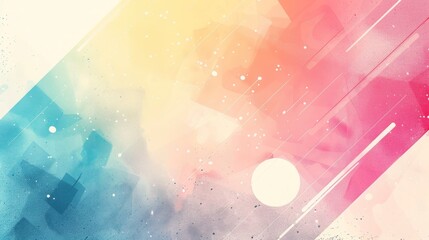 A colorful background with a white circle in the middle