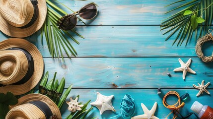 summer vacation concept, travel background with copy space