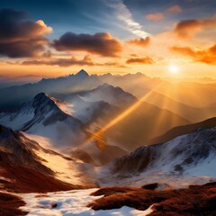 sunset in the mountains