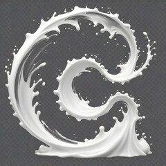 Clear white water Spiral liquid splash swirl wave on transparent background cutout, PNG file. Many assorted different design. 
