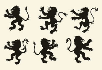 Silhouette Lion of Heraldry Emblem template