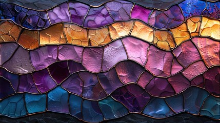stained glass abstract pattern. The colors are purple and gold